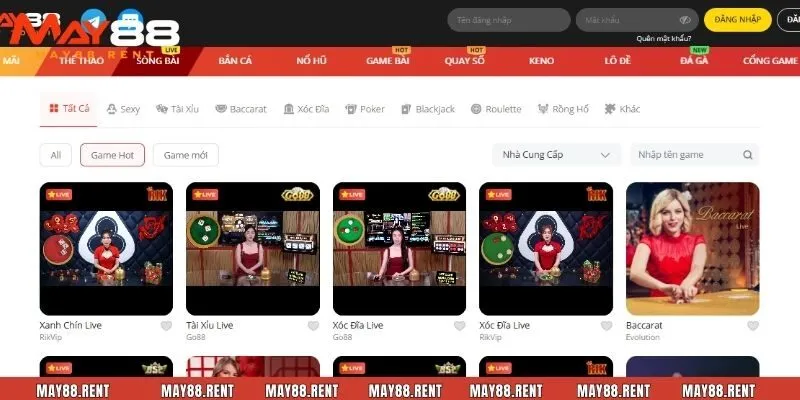 Casino May88 sở hữu giao diện trực quan, dễ sử dụng